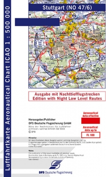 ICAO-Karte Stuttgart 2024 mit Nachttiefflugstrecken