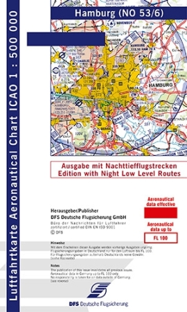 ICAO-Karte Hamburg 2025 mit Nachttiefflugstrecken