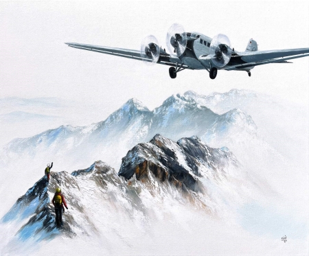 Acrylgemälde JU52 über den Alpen