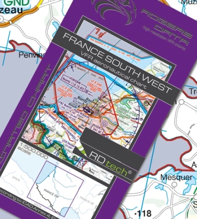 Rogersdata VFR Karte Frankreich Süd Ost 500k 2025
