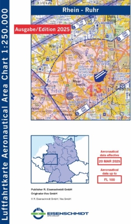 Aeronautical Area Chart Motorflug 2025 Rhein-Ruhr Papier gefaltet