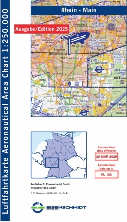 Aeronautical Area Chart Motorflug 2025 Rhein-Main Papier gefaltet