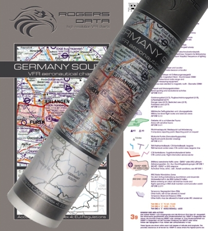 Rogersdata VFR Karte Deutschland Süd Wandkarte 2026