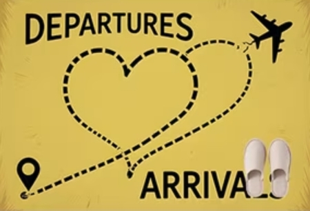 Fußmatte Arrivals Departures Herzen