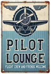 Vintage Metallschild fürs Clubheim: Pilot Lounge Flightcrew